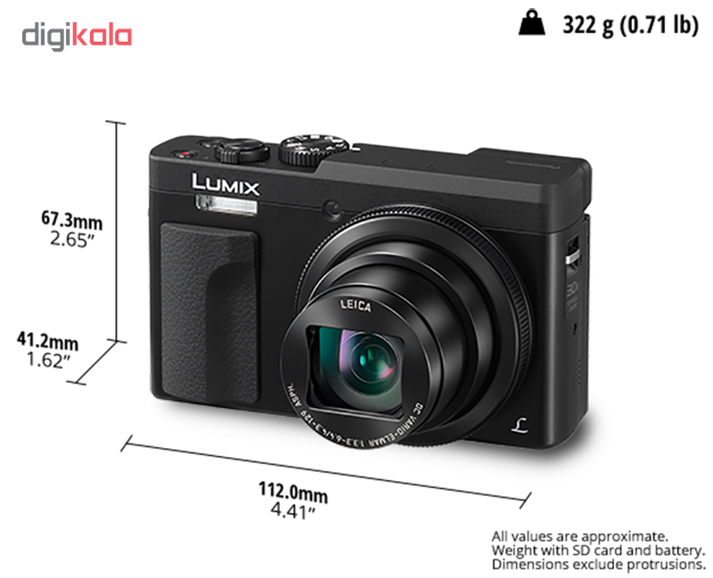 دوربین پاناسونیک مدل Lumix DC-TZ90  21.1  مگاپیکسل 20.0  50.0 مگاپیکسل 