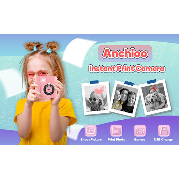 دوربین متفرقه مدل HD 1080P 8MP 16X Instant Print Camera صورتی  15.0  20.0 مگاپیکسل 
