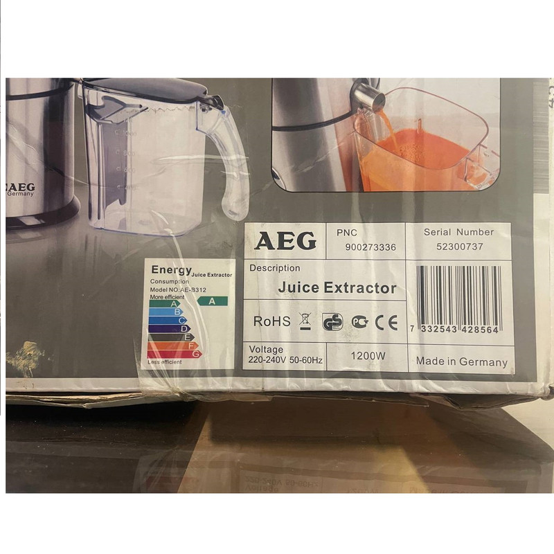 آبميوه گیری آ ا گ مدل AEB312  قابلیت‌ها:تنظیم سرعت   گنجایش مخزن آب میوه گیری:2 لیتر 
