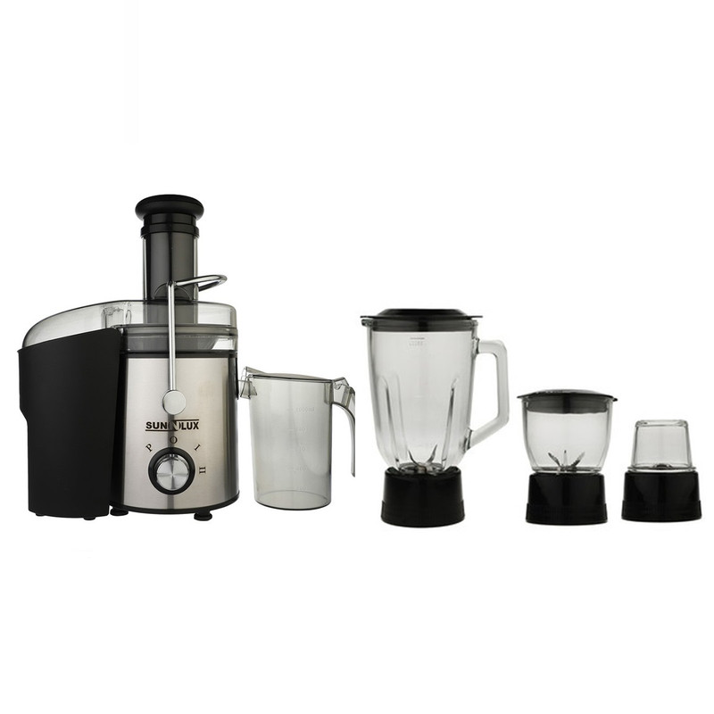 آبميوه گیری سان لوکس مدل JB - 400 SS  قابلیت‌ها:تنظیم سرعت توان مصرفی:800 وات  ظرفیت پارچ مخلوط کن:1.5 لیتر 