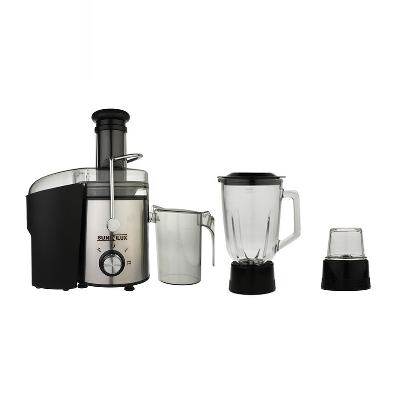 آبميوه گیری سان لوکس مدل JB - 300 SS  قابلیت‌ها:تنظیم سرعت توان مصرفی:800 وات  ظرفیت پارچ مخلوط کن:1.5 لیتر 